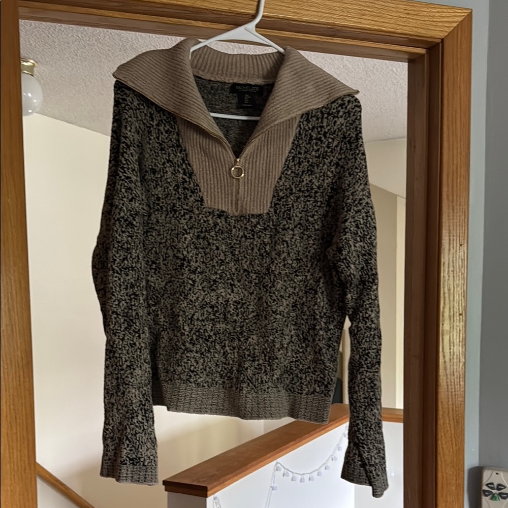 Rachel Zoe Black and Tan Cowl Neck Sweater